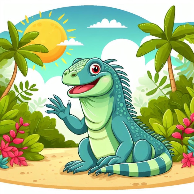 Cute Iguana Vector Illustration De Dessin Animé