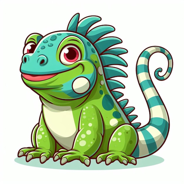 Cute Iguana Vector Illustration de dessin animé