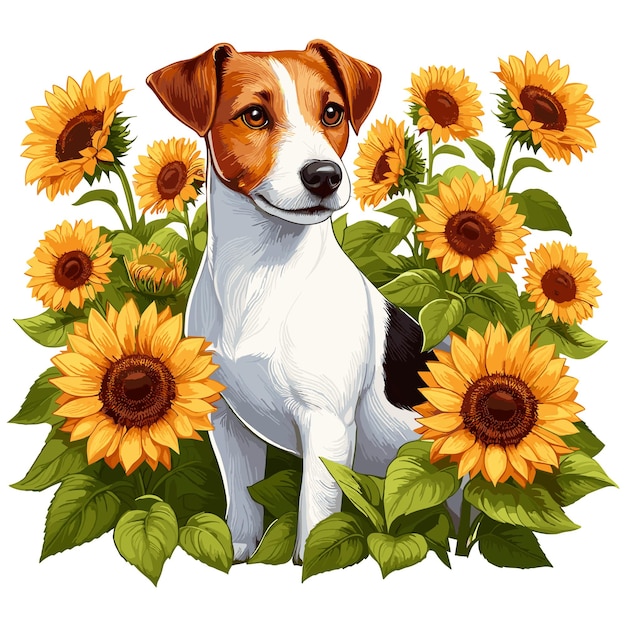 Vecteur cute jack russell terrier chien de dessin animé vector style à fond blanc