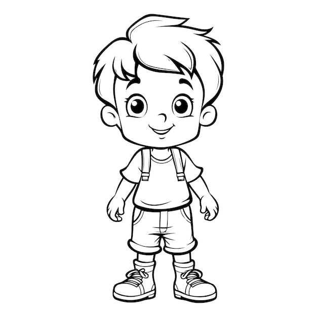 Vecteur cute little boy mascot de dessin animé illustration vectorielle du personnage