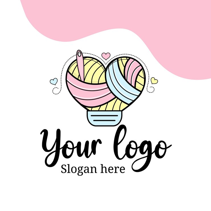 Cute logo couture crochet lampe vecteur