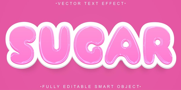 Cute Marshmallow Sugar Vector Effet de texte d'objet intelligent entièrement modifiable