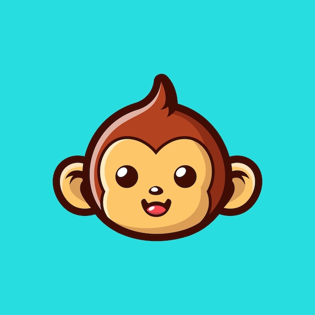 Cute Monkey Face Cartoon Icône vectorielle Illustration Icône de la nature animale Concept isolé