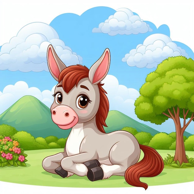 Cute Mule Vector Illustration De Dessin Animé