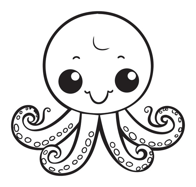 Cute Octopus Vecteur Minimal Paquet D'icônes Plates