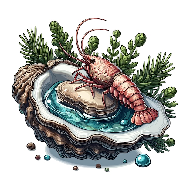 Cute Oyster Vector Illustration De Dessin Animé