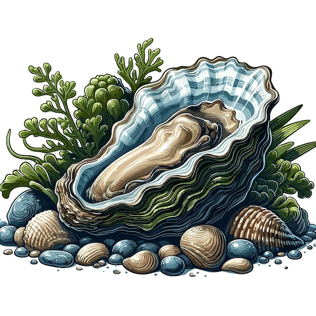 Cute Oyster Vector Illustration De Dessin Animé