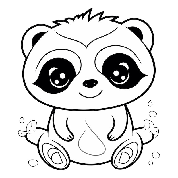 Vecteur cute panda black and white vector illustration for coloring book