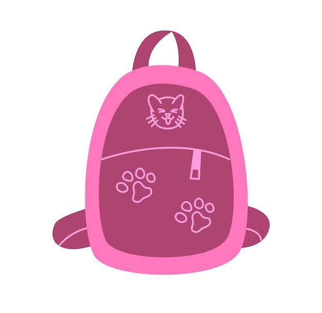 Cute Sac à Dos Scolaire Sac Pour Enfants Pour Les Fournitures Scolaires Style Dessin Animé Illustration Vectorielle Moderne à La Mode Sur Fond Blanc Dessin à La Main Design Plat