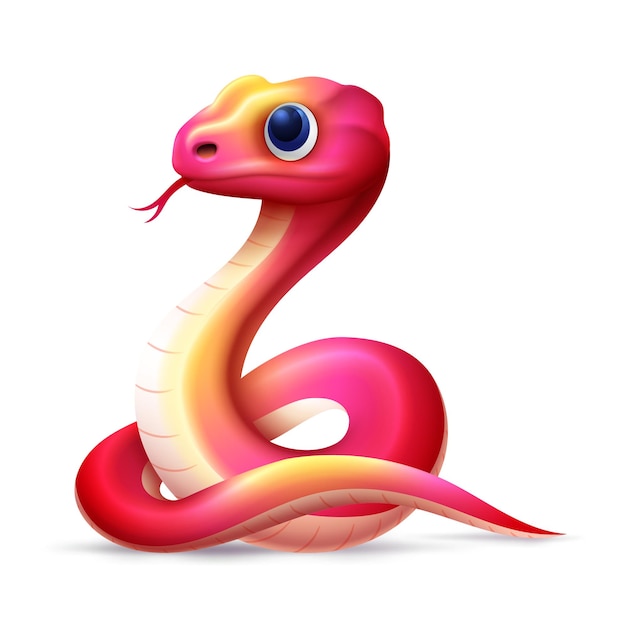 Vecteur cute serpent de dessin animé avec couleur rose horoscope chinois signe du zodiaque année du serpent 2025