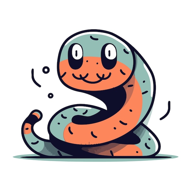 Cute serpent illustration vectorielle dans le style de dessin animé isolé sur fond blanc