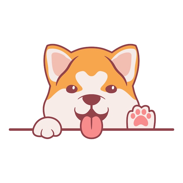 Vecteur cute shiba inu chien agitant la patte illustration vectorielle de dessin animé