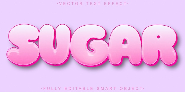 Cute Sugar Vector Effet de texte d'objet intelligent entièrement modifiable