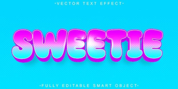 Cute Sweetie Vector Effet de texte d'objet intelligent entièrement modifiable