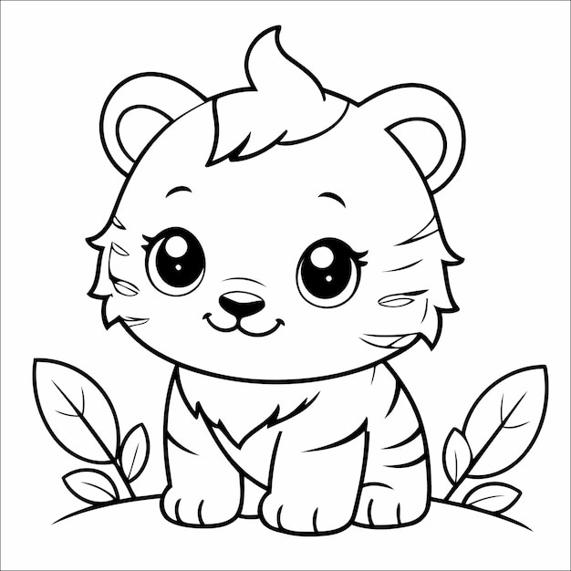 Cute Tiger Kawaii Vector à Colorier Pour Les Enfants