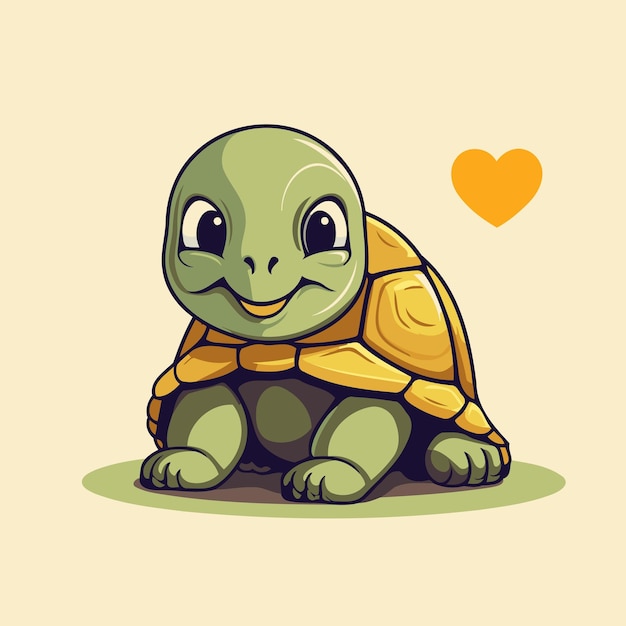 Vecteur cute tortue de dessin animé avec illustration vectorielle du cœur eps10