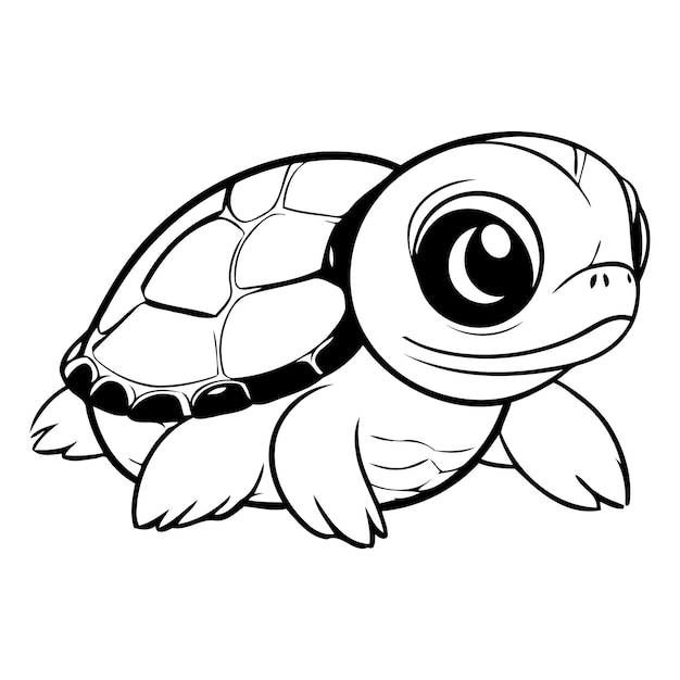 Vecteur cute tortue de dessin animé illustration vectorielle isolée sur un fond blanc