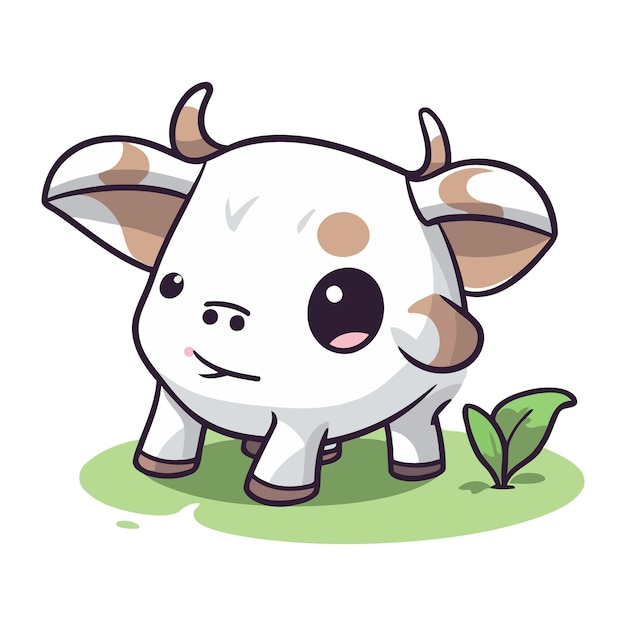 Vecteur cute vache de dessin animé debout sur l'herbe verte illustration vectorielle