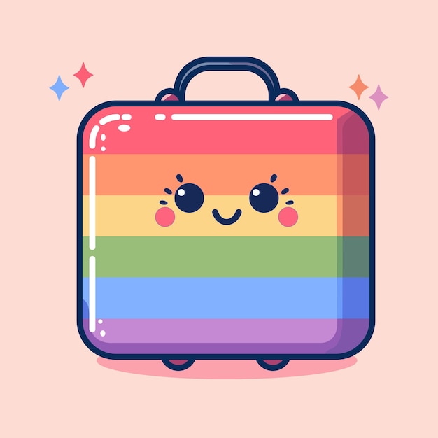 Vecteur cute valise arc-en-ciel pour célébrer le mois de la fierté illustration vectorielle