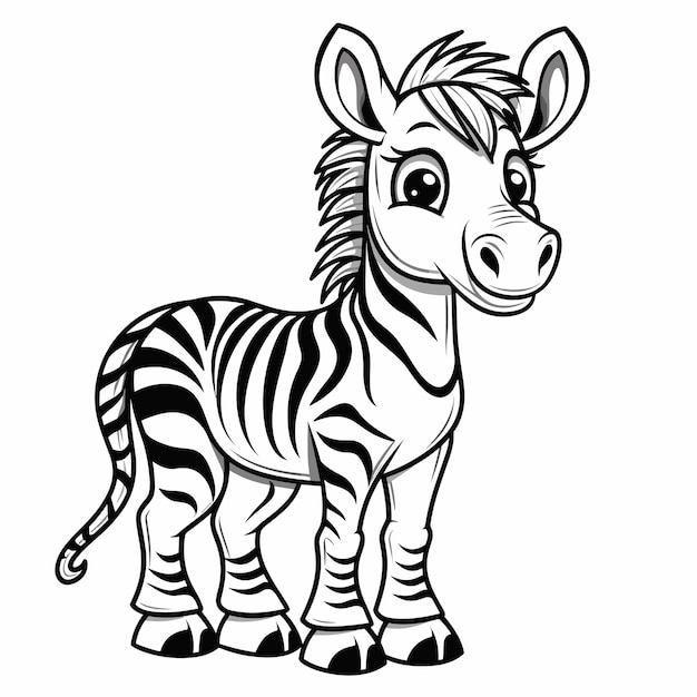 Vecteur cute zèbre en noir et blanc livre de coloriage pour enfants girafe contour illustration