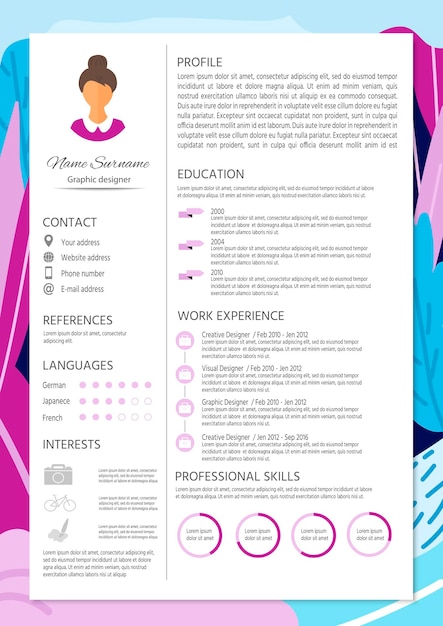 Vecteur cv féminin avec design infographique ensemble de cv élégant pour les femmes