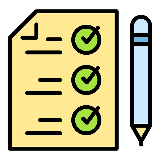 Vecteur cv liste de contrôle icône contour vecteur liste interview hr biographie couleur plate