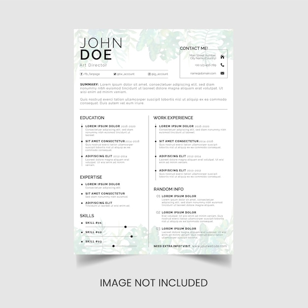 Un Cv Pour John Roe Avec Une Liste D'emplois.