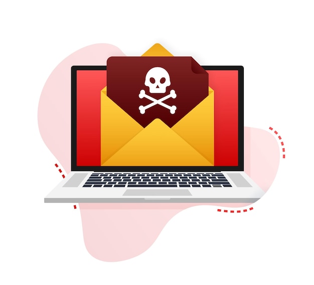 Cyber-attaque. Phishing de données avec hameçon, ordinateur portable, sécurité Internet. Illustration vectorielle de stock.