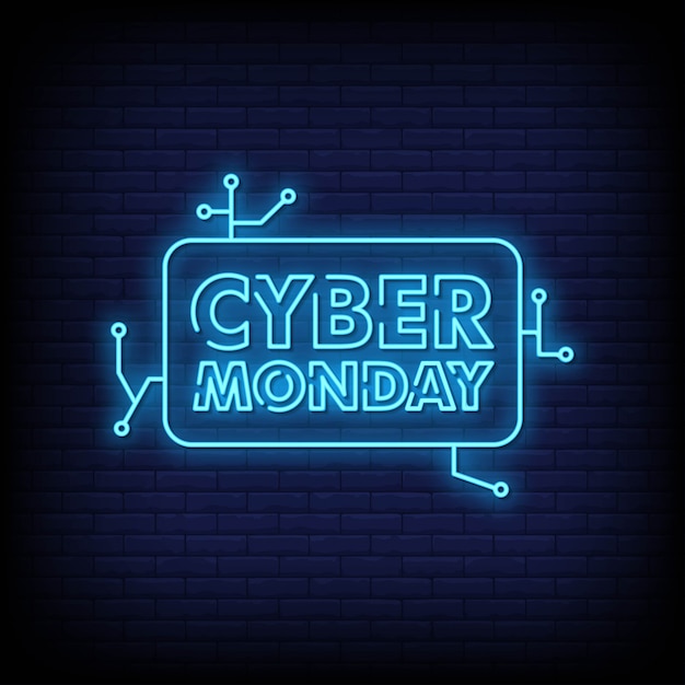 Cyber Monday Bannière Néon Style Style Texte Vecteur