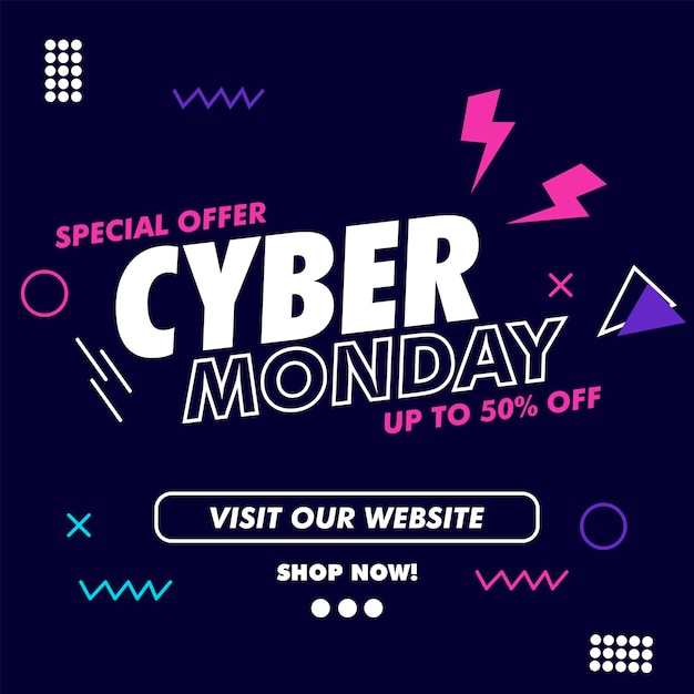 Cyber Monday Design Couverture Médias Sociaux, E-commerce