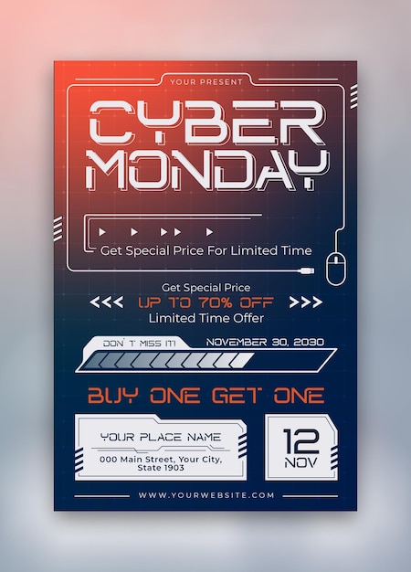 Le Cyber Monday Est Prêt à Imprimer Un Flyer Vecotr