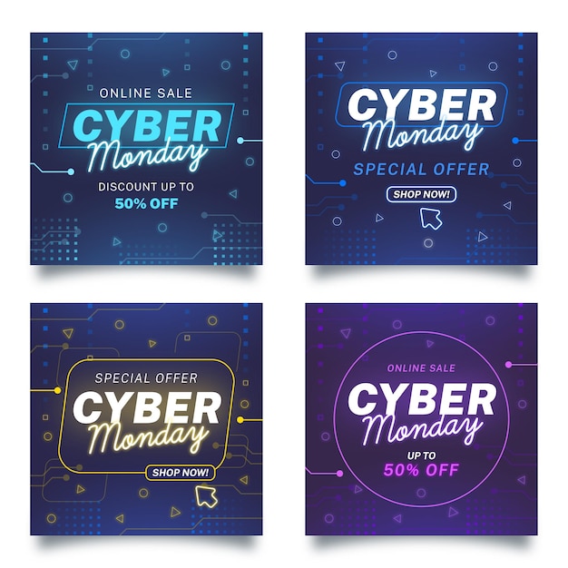 Vecteur cyber monday instagram posts