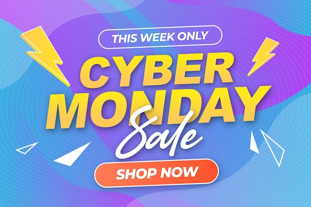 Cyber Monday Vente Bleu Fond Violet Modèle Vecteur