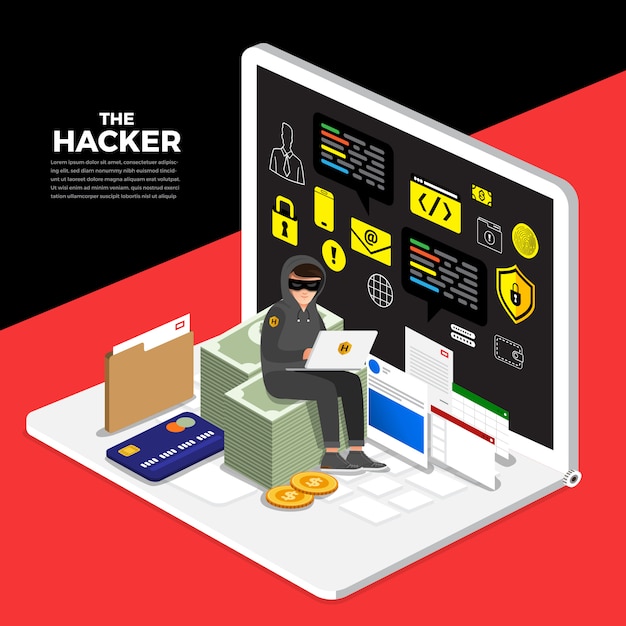 Cyber voleur concept design concept pirate activité