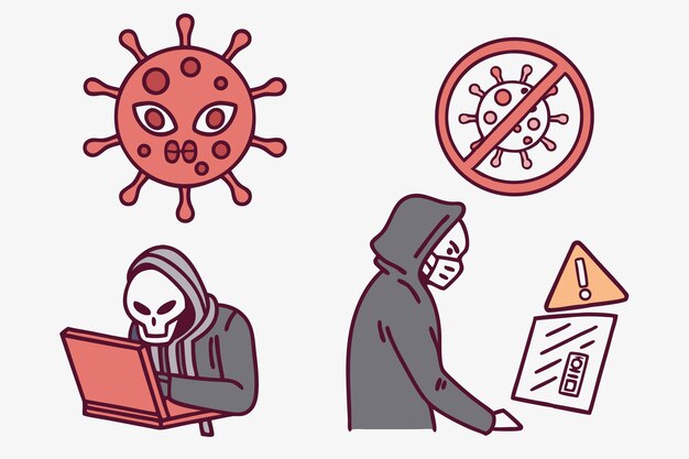 Cybersecurity Threat Virus and Hacker Illustration