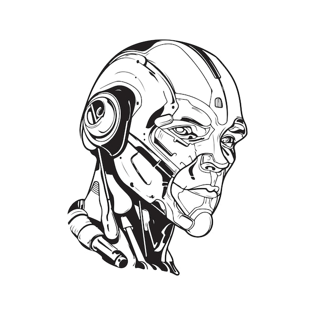 Cyborg vecteur concept art numérique illustration dessinée à la main