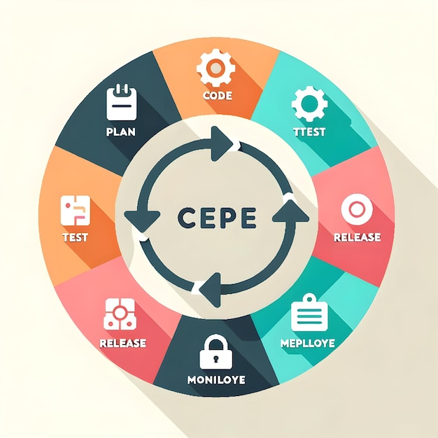 Cycle DevOps avec conception vectorielle d'organigramme circulaire