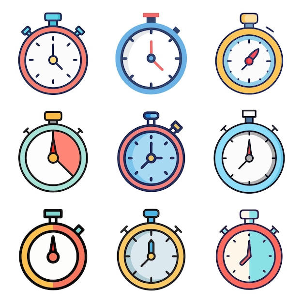 Cycles de vitesse et de temps Stopwatch Horloge Vector Icons Pack
