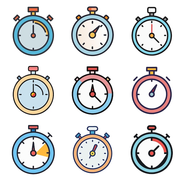 Cycles de vitesse et de temps Stopwatch Horloge Vector Icons Pack