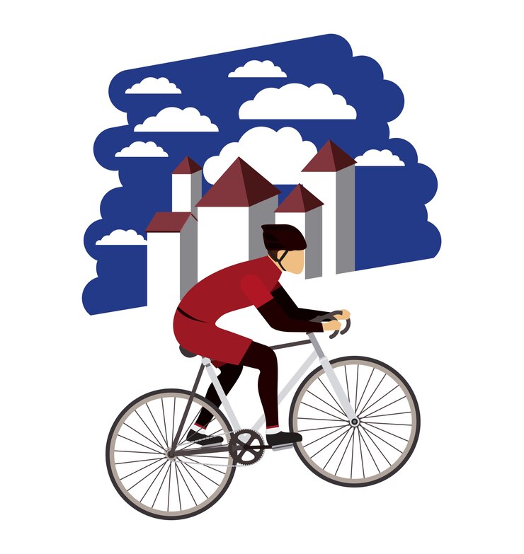 cyclisme, concurrence, isolé, icône, conception