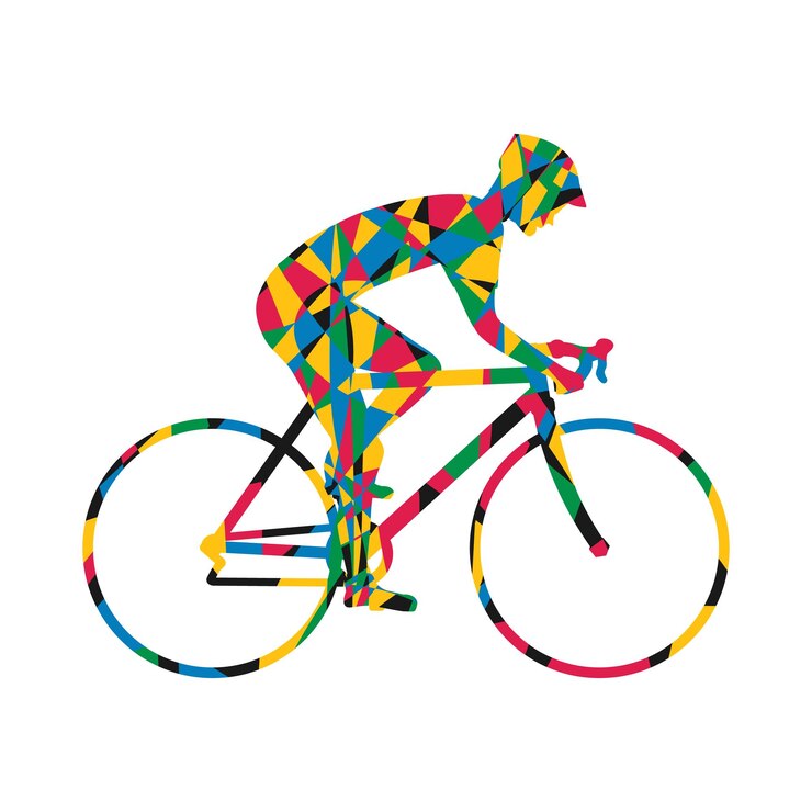 Vecteur cycliste silhouette colorée icône homme sur vélo de course icône isolé sport vélo courses illustration vectorielle vélo de course de vitesse