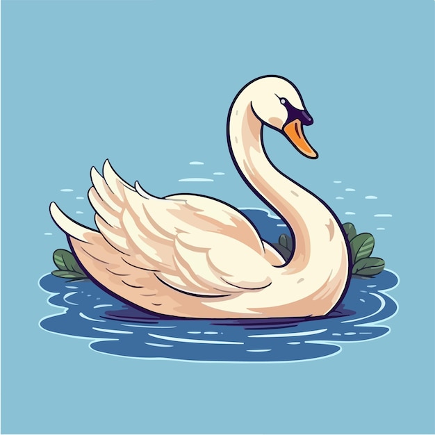 Un Cygne Blanc Sur Fond Bleu