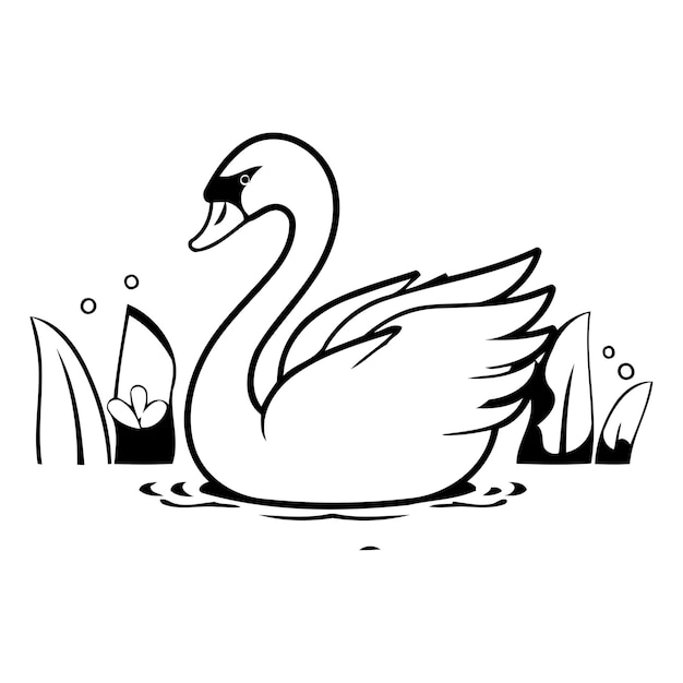 Vecteur cygne dans l'eau illustration vectorielle dans un style plat