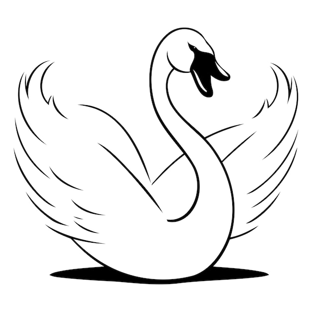 Vecteur cygne sur fond blanc illustration vectorielle dans le style de dessin animé