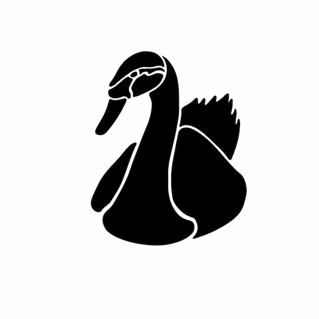 Cygne Logo Symbole Conception Pochoir Tatouage Illustration Vectorielle