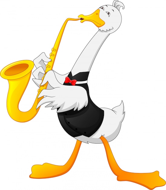 Cygne Mignon Jouant Du Saxophone