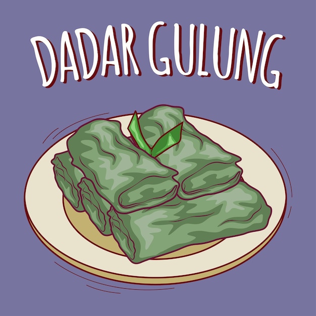 Dadar gulung illustration Cuisine indonésienne avec style cartoon