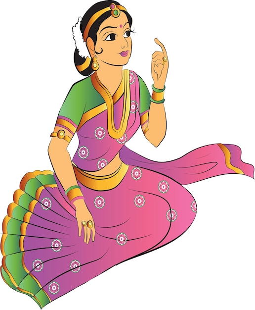 Vecteur dame indienne en illustration de saree