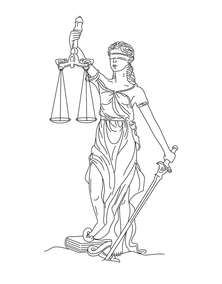 Dame Justice illustration linéaire