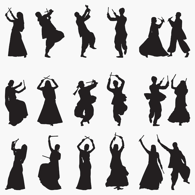 Vecteur dandiya silhouette